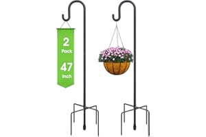 Highpro Shepherd Hook for Outdoor 47 Inch Bird Feeder Hanger Heavy Duty for Hummingbird Feeder Hanger Stand with 5-Prong Base for Lanterns, Wedding (2 Packs)