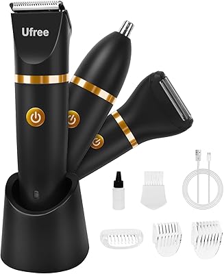 Ufree Bikini Trimmer Electric Razors for Women, Rechargeable Pubic Body Hair Trimmer Electric Shaver for Legs Body Hair, Bikini Shaver IPX7 Waterproof, Gifts for Women, Black