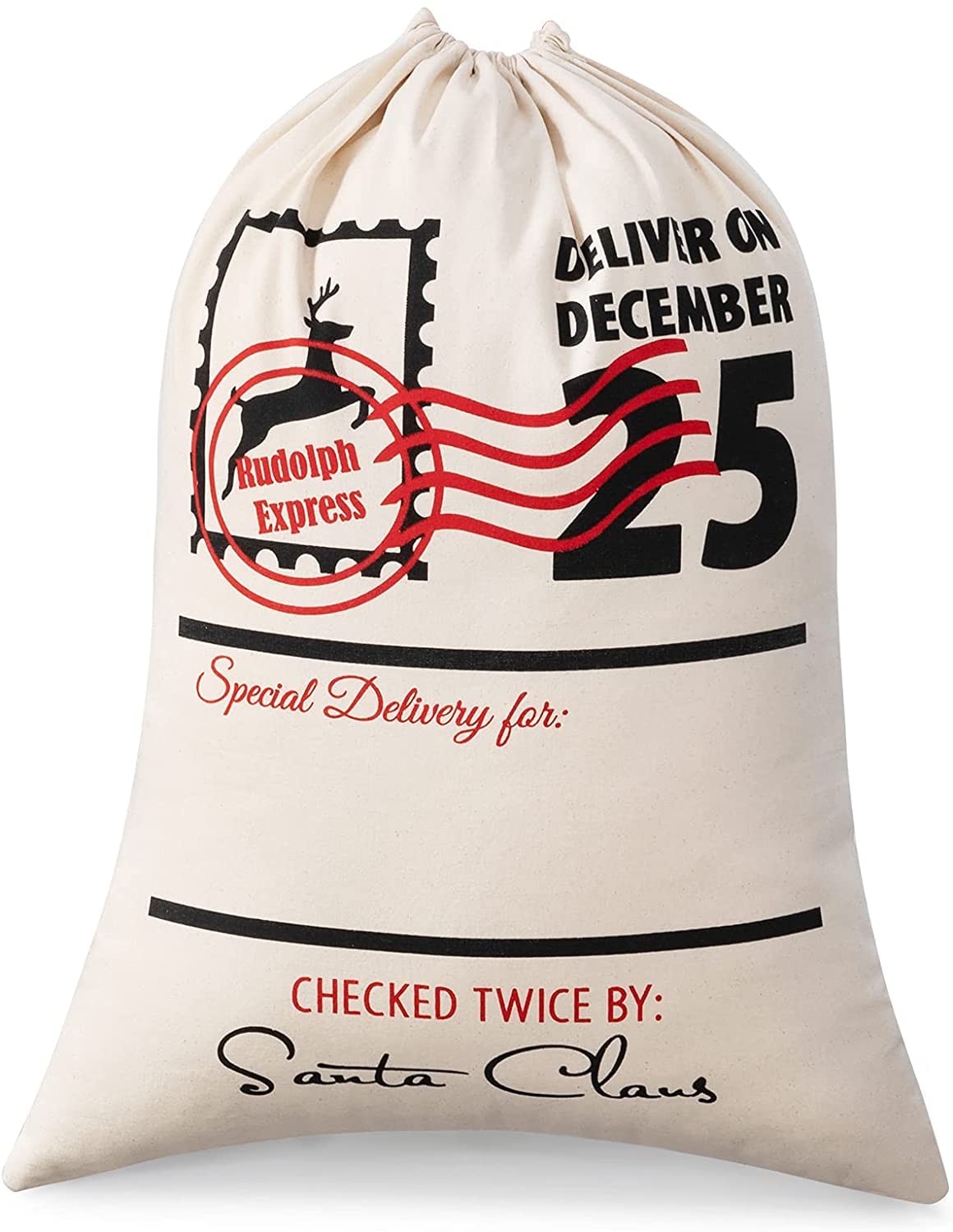 Boolavard Blank Santa Sack 19.7"x27.6" Large Size Christmas Bag with Drawstring (5)