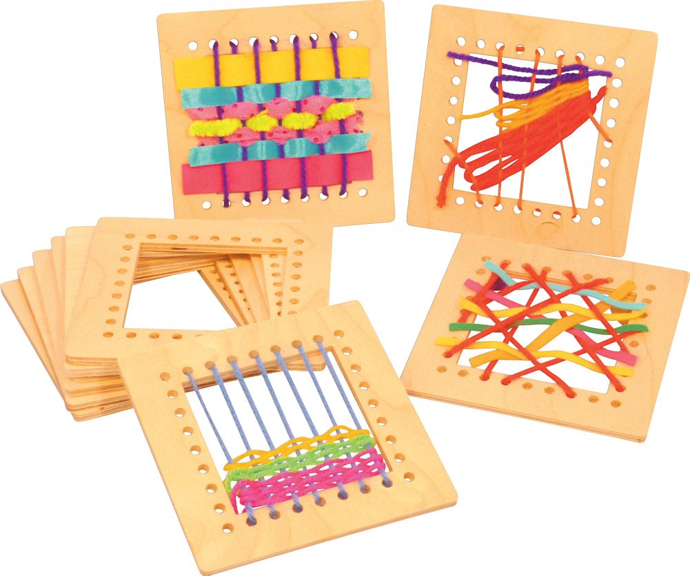 Springboard 10459 Wooden Weaving Squares (Pack of 10) for Early Years Fine Motor Development