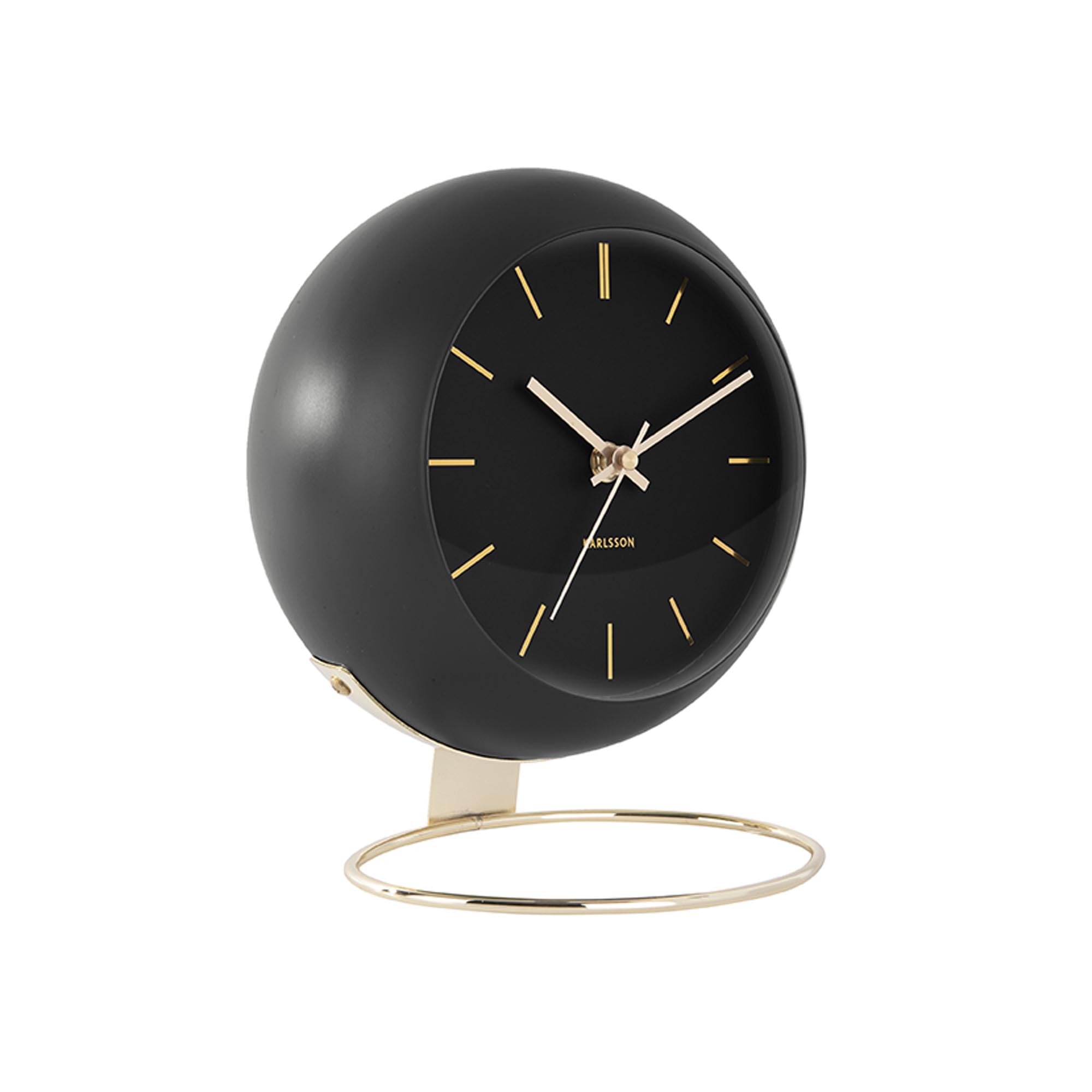Karlsson 'Globe' Table Clock - Designed by Armando Breeveld (Black/gold - 21cm)