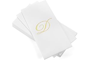 AH AMERICAN HOMESTEAD Disposable Hand Towels for Bathroom - Guest Bathroom Essentials -Bathroom Paper Towels for Guests - Monogrammed Disposable Napkins - Wedding Napkins in Paper Towel Tray (Gold, D)