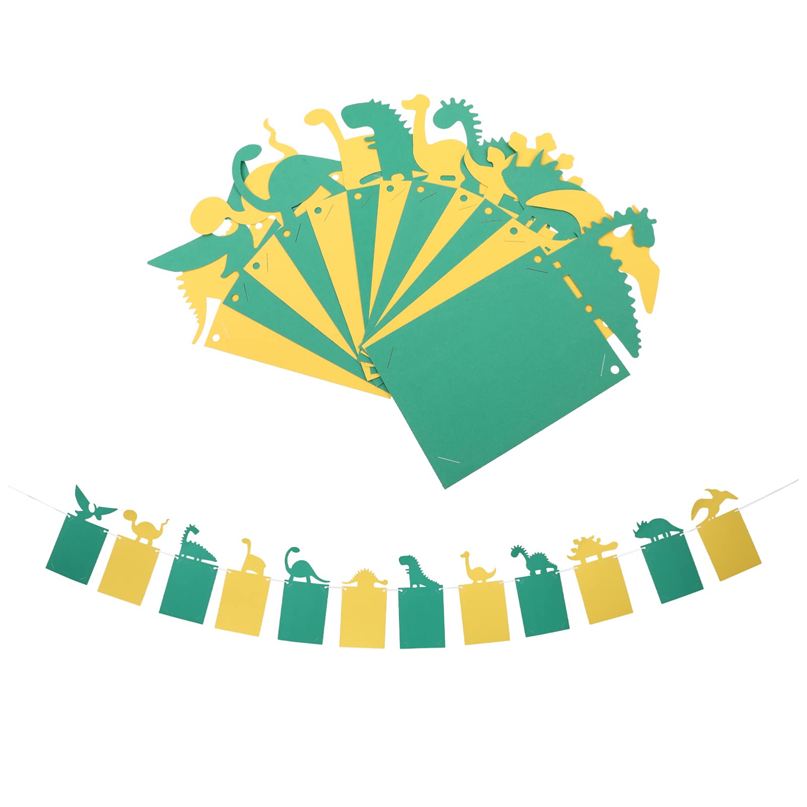 SOIMISS Dinosaur Photo Banner 1st Baby Shower Baby First Birthday Monthly Picture Banner DIY Dino First Year Milestone Photo Booth for Baby Birthday Party Decorations Green Yellow