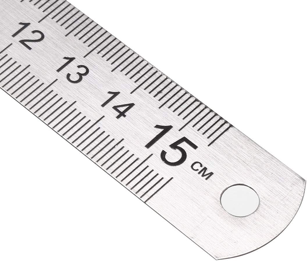 sourcing map Stainless Steel Ruler 6-inch (15cm) Straight Ruler Inches and Metric for Measuring Drawing 6pcs - Image 5