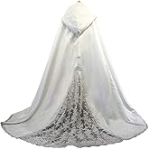Homebed Women Wedding Cape Hooded Cloak For Bride Lace Applique Cathedral Cape