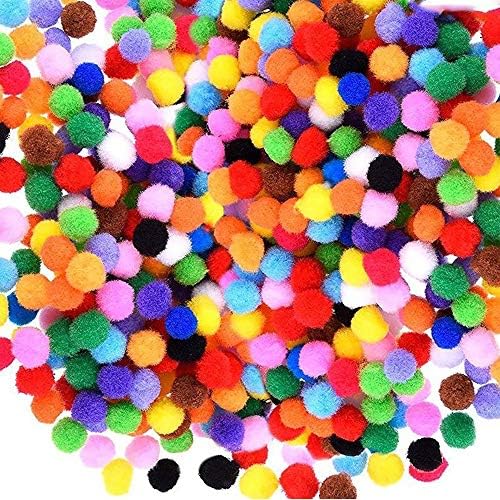 ICYANG 1000pcs Mini Assorted Pom Poms, Multicolor Tender Fuzzy Pompom Balls for DIY Artistic Crafts Making and Arts Decorations, Passion Gildings Provides, 0.4″
