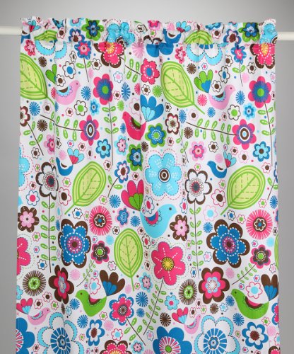 Bacati - Botanical Sanctuary Multicolor Pink Curtain Panel