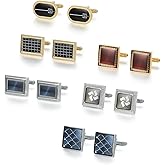 wynameleri Cufflinks Set 6 Pairs for Men, Business Formal Shirts Buttons Cuff Link Packed in Case