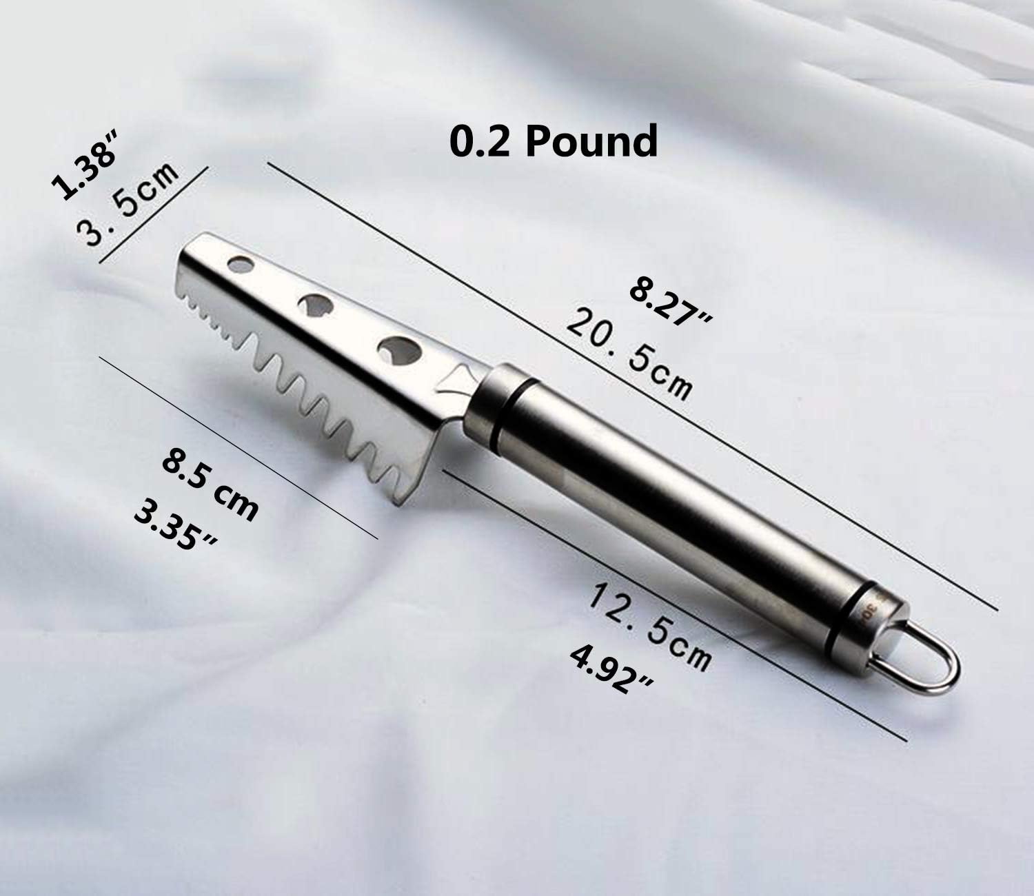 Fish Scaler Stainless Steel Fish Scale Remover (Square Head), Silver, 8 inch Triangular Head - Image 3