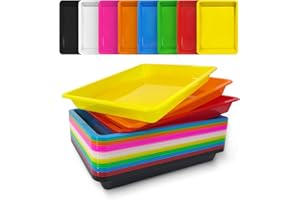 Slomg 10 Pack Plastic Art Craft Trays, Multicolor Activity Sensory Sand Puzzle Sorting Trays, Stackable Serving Platters for DIY Projects Painting Beads Jewelry Home Organizer Supply 11x8in