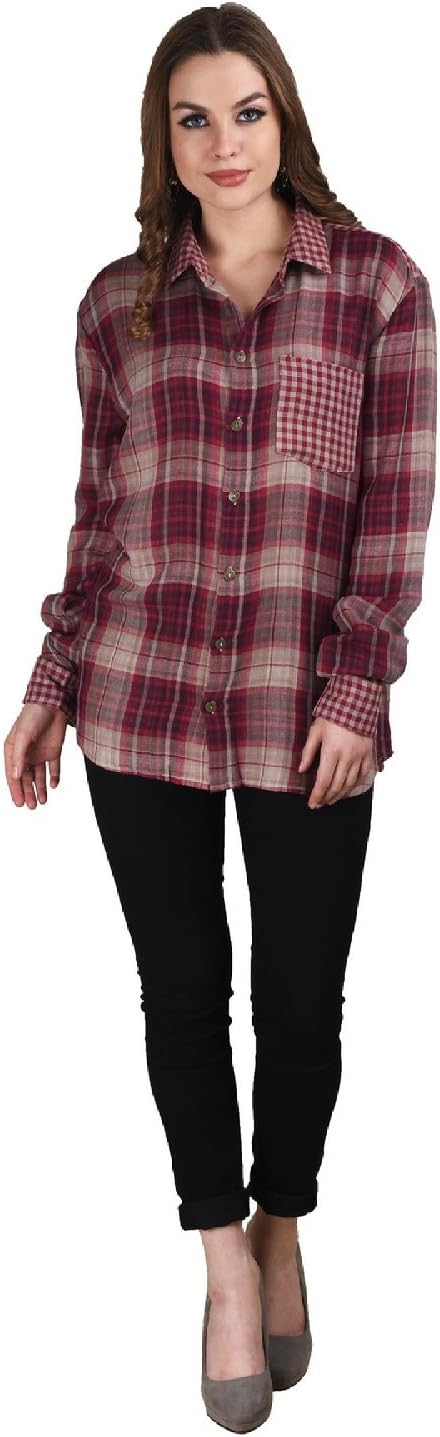 Splendent Checked Tops for Women, Ladies Shirt, Summer Casual Top, Pink
