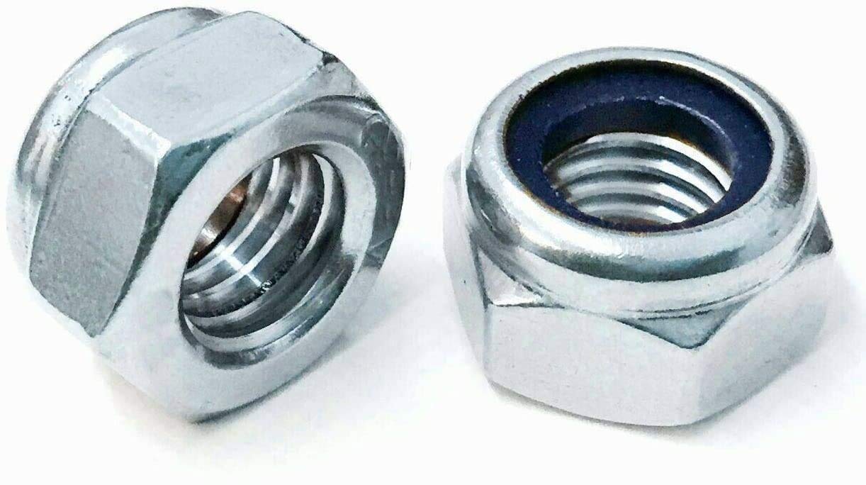 KADco® Nyloc Hex Nut (Type-P) Bright Zinc Plated (Steel), Nylon Insert Nuts, DIN 982 (M6 (40 pcs))