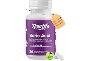 NewLife Naturals - Medical Grade Boric Acid Vaginal Suppositories - 600mg - 100% Pure Womens pH Balance Pills - Yeast Infecti