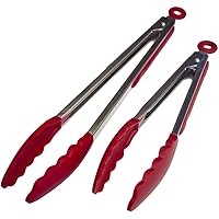StarPack Basics Silicone Kitchen Tongs (9-Inch & 12-Inch) - Stainless Steel with Non-Stick Silicone Tips, High Heat…