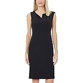 Kasper Womens Sleeveless Sheath Dress with Notch Neckline