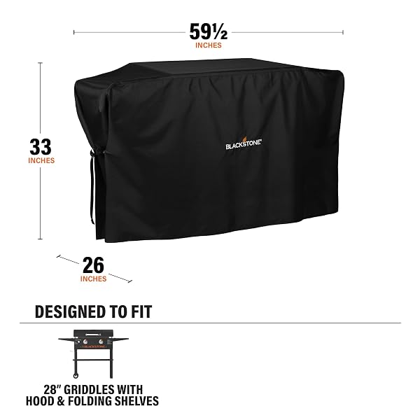 BLACKSTONE 5483 GRIDDLE COVER FITS 28 INCHES GRIDDLE COOKING STATION WITH HOOD WATER RESISTANT, WEATHER RESISTANT, HEAVY DUTY 600D POLYESTER FLAT TOP GAS GRILL COVER WITH CINCH STRAPS 28″ BLACK