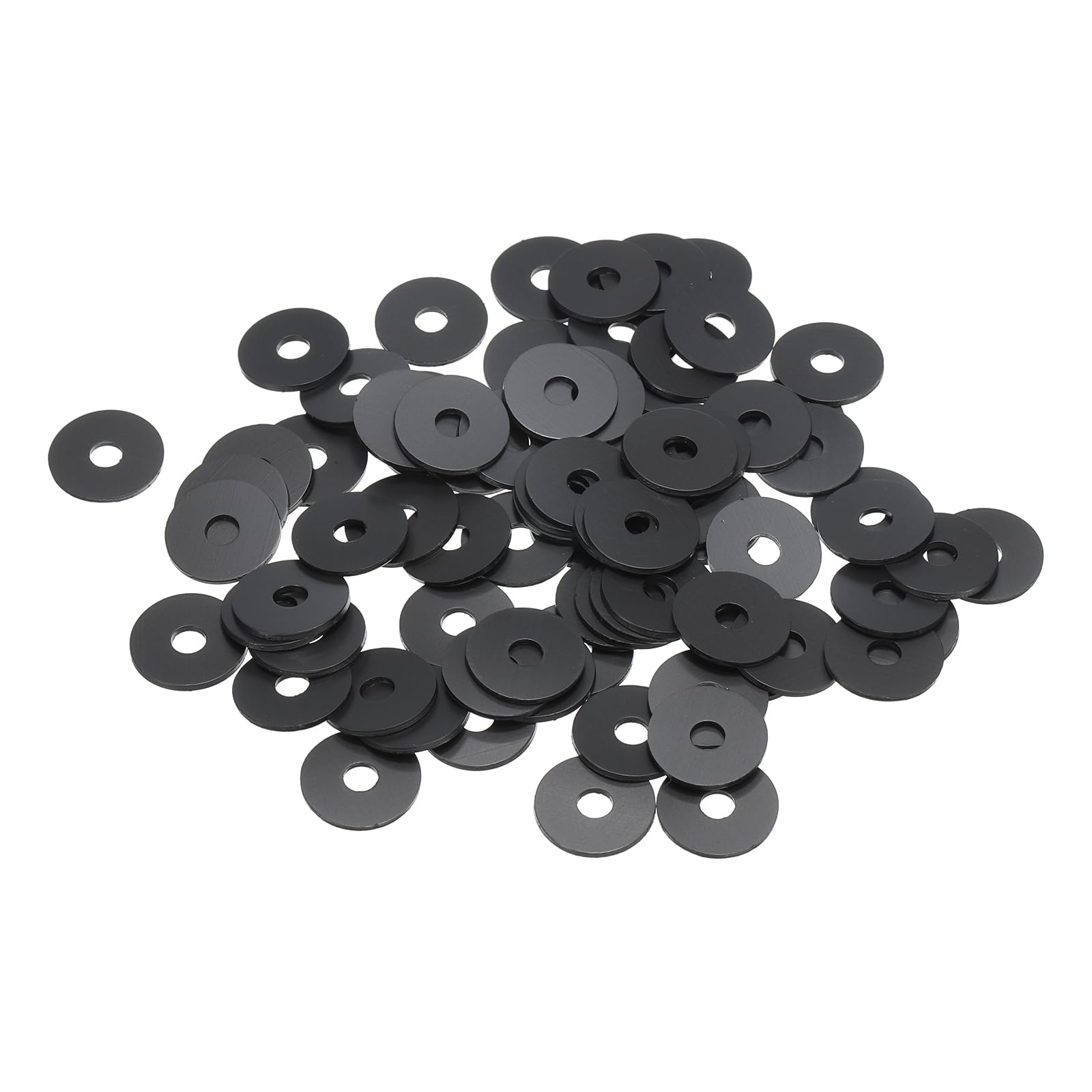PATIKIL M4 Nylon Flat Washer, 80 Pack 4mm ID 15mm OD 1mm Thick Sealing Spacer Gasket Ring for Faucet Pipe Water Hose Fastener Bolt, Black