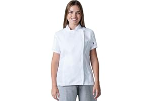 Lazzar Women's Chef Coat | Short Sleeves | Dryfit, Lightweight | Concealed Zipper With Flap |Thermometer & Instrument Pockets