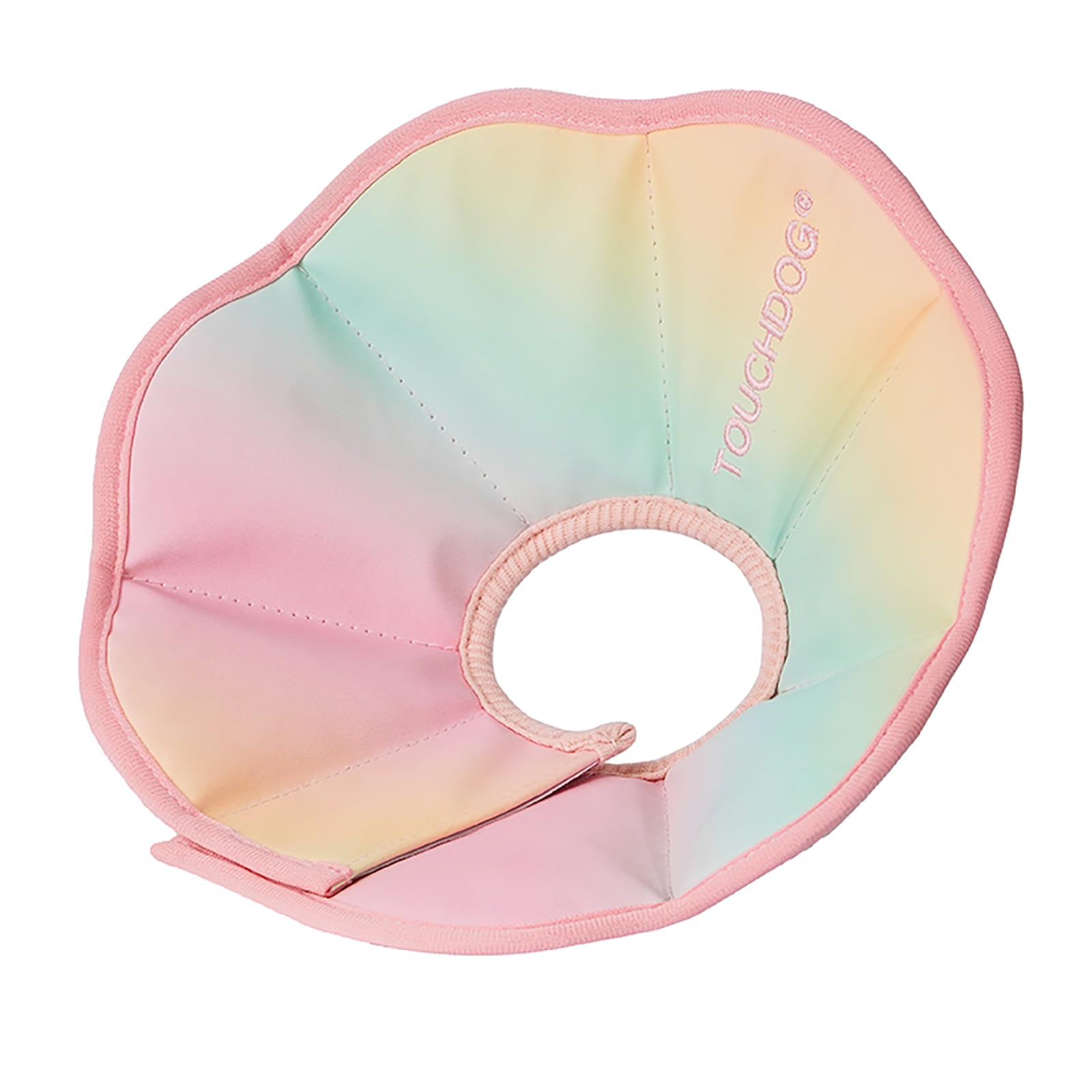 Photo 1 of Touchdog Foldable Dog Cone Collar for Cats & Dogs - Adjustable Soft Recovery Collar with Waterproof PU Coating, Lightweight Design, 24.5cm/9.6in Wide Barrier (Pink Gradient Color, M)
