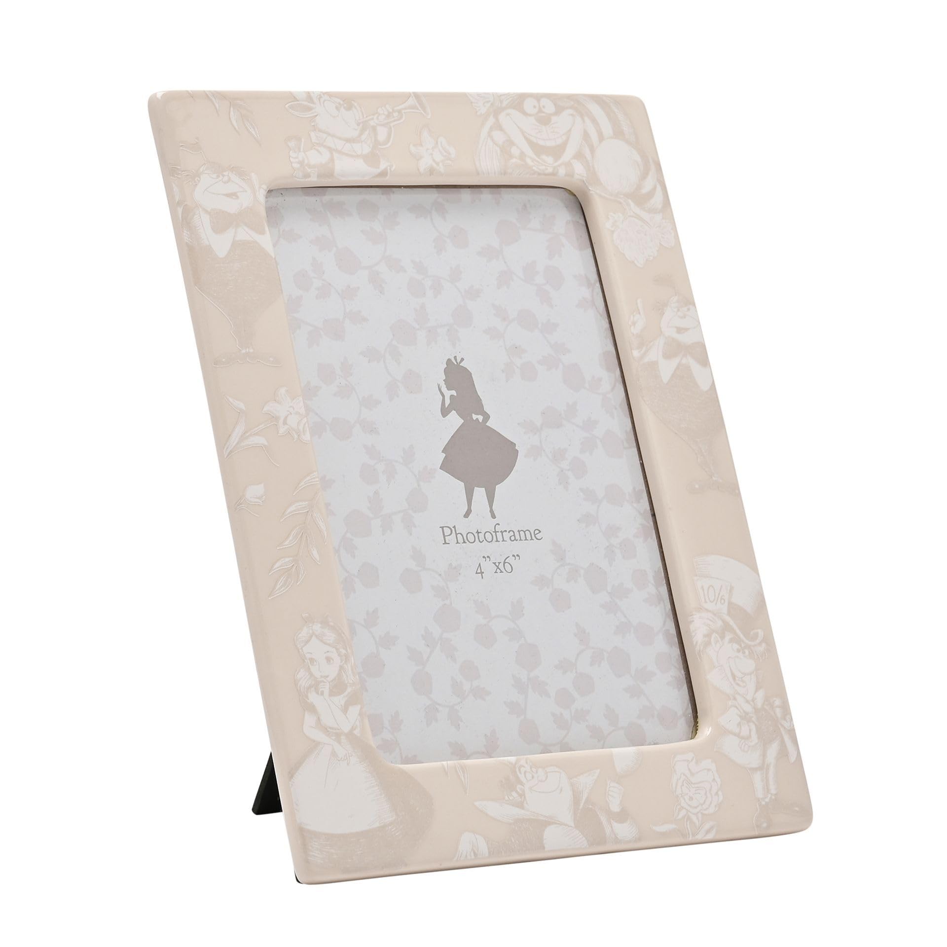 Disney – Alice In Wonderland – 4 x 6″ Glazed Ceramic Single Aperture Photo Frame – Alice, Cheshire Cat, Mad Hatter, Tweedle Dum & Dee – Officially Licensed Disney Merchandise – Soft Back.