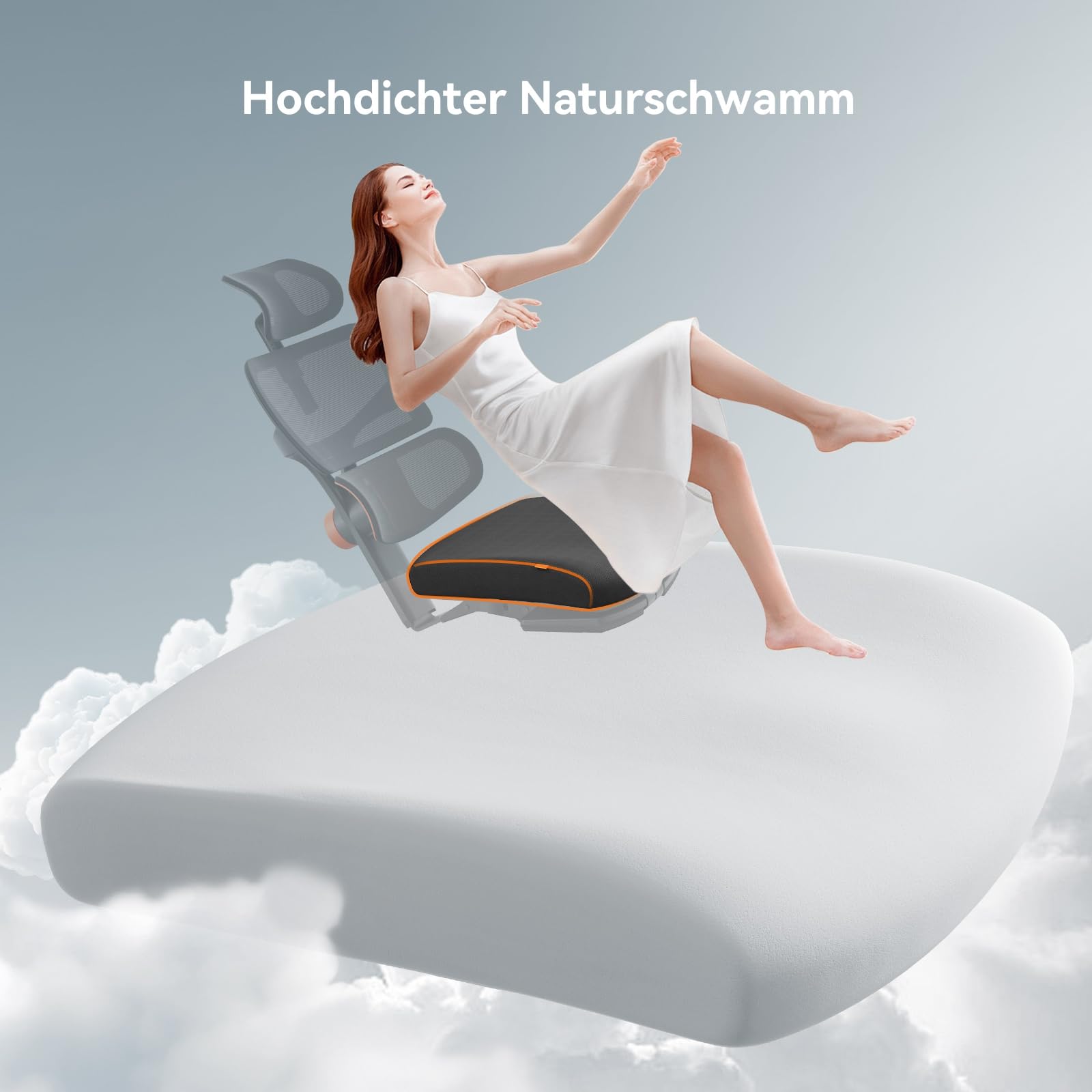 Newtral NT002 Bürostuhl Ergonomisch mit Fußstütze, Ergonomischer Schreibtischstuhl 150kg, Ergonomic Office Chair PC Stuhl mit Verstellbare Kopfstütze Armlehne (NT002 mit Fußstütze, Schwarz) 5