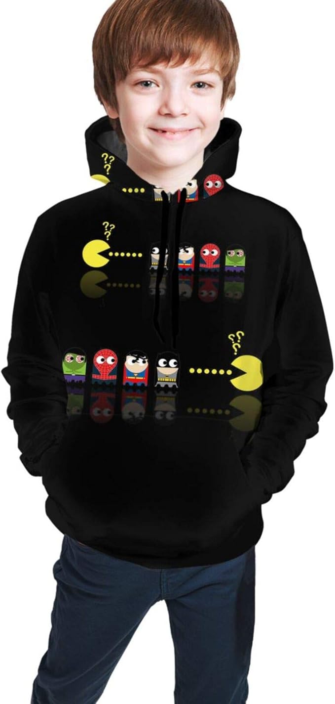 Amazon.com: 5husihai Pacman Arcadegirls and Boys Long Sleeve Hooded Sweatshirt Teen Fashion Slim 