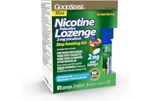 GoodSense Mini Nicotine Polacrilex Lozenge 2mg, Mint, 81-Count, Stop Smoking Aid, GoodSense Smoking Cessation Products