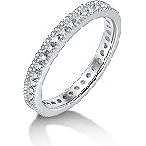 DMSF Moissanite Wedding Band for Women Full Eternity Ring Channel Set Milgrain Stackable Engagement Ring D Color VVS1 925 Sterling Silver Anniversary Band Size 4-11