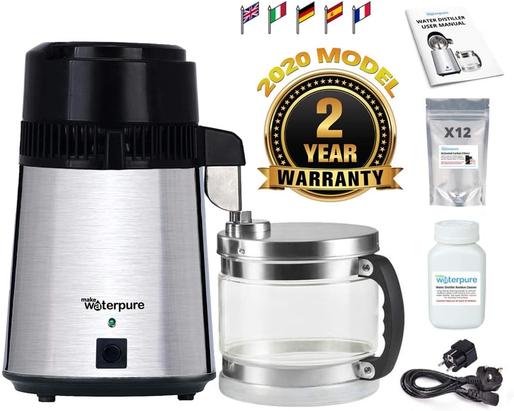 Water Distiller, 100% Stainless Steel, New Model by Water Pure, silver