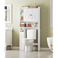 HOOBRO Over The Toilet Storage Cabinet, Farmhouse Over Toilet Bathroom Organizer with Doors and Adjustable Shelves, 31.5" W x
