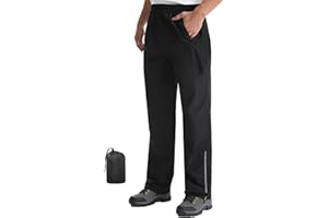 iCreek Men's Packable Rain Pants Waterproof Lightweight Over Pants Windproof Outdoor Pants for Fishing Golf Hiking