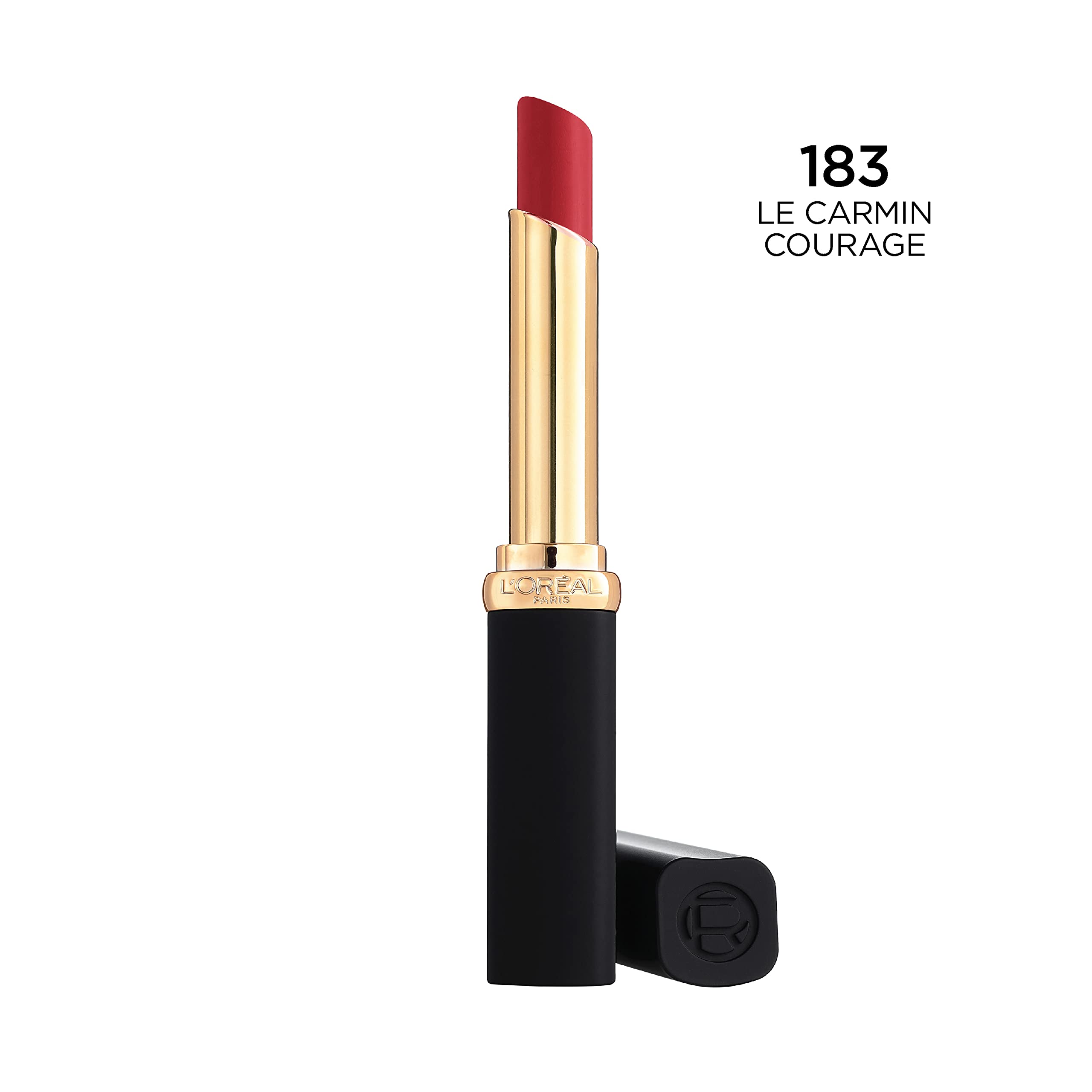 L'Oreal Paris Colour Riche Intense Volume Matte Lipstick, Lip Color Infused with Hyaluronic Acid for up to 16hr All Day Comfort, Le Carmin Courage, 0.06 oz