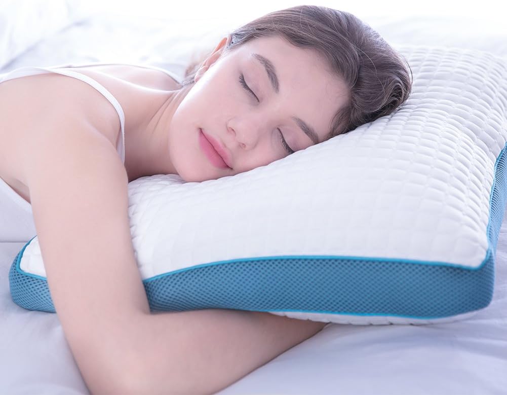 SWEESLEEP Soft Hypoallergenic Latex Foam Cooling Shredded Pillow with Warm & Cool Case, Standard (23.5'' x 16.5'' x 4'' to 5'')