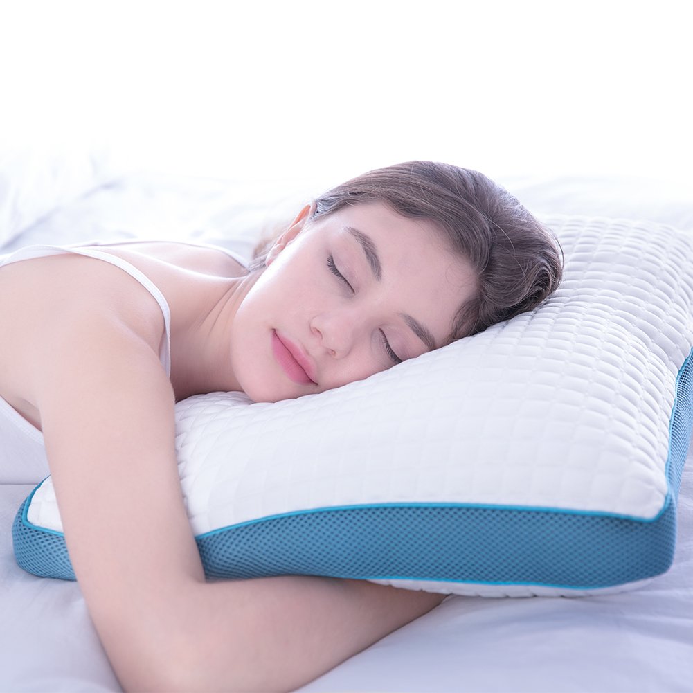 SWEESLEEP Soft Hypoallergenic Latex Foam Cooling Shredded Pillow with Warm & Cool Case, Standard (23.5'' x 16.5'' x 4'' to 5'')