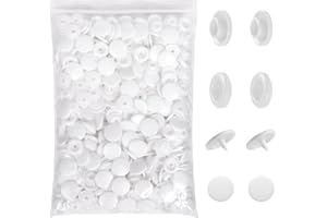 LIHAO Plastic Snap Buttons, 100 Sets T5 White Color Buttons Fasteners for Cloth Diapers Bibs Rain Coat Crafting
