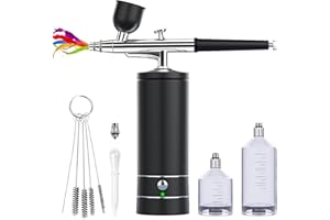 RHINOWISDOM Airbrush-Kit Rechargeable Cordless Airbrush Compressor - Auto Handheld Airbrush Gun, Airbrush Set Portable Wireless Air Brush for Nail Art, Barber, Cake Decor, Makeup, Model Painting (Dark Night)