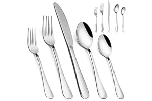 Flatware Set, 20-Piece Cutlery Set for 4, Stainless Steel Premium Silverware Sets with Forks Spoons Knife, MASSUGAR Utensils 