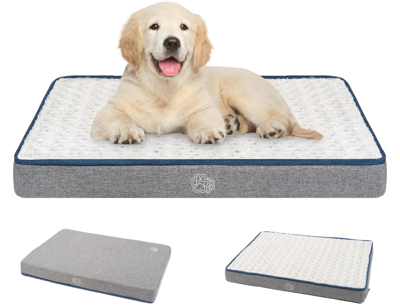 EMPSIGN Dog Bed Medium Washable, Orthopedic Dog Beds Mattress for Dog Crate with Washable Removable Cover, Pet Beds Pillow Cushion for Dog, Grey, 76x50x7,5cm