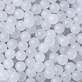 NUKAYAI 500Pcs White Round Glass Beads 8mm for Necklaces, Clear Glass Crystal Beads for Bracelet Making Kits Earring Bracelets and DIY Crafts(White)