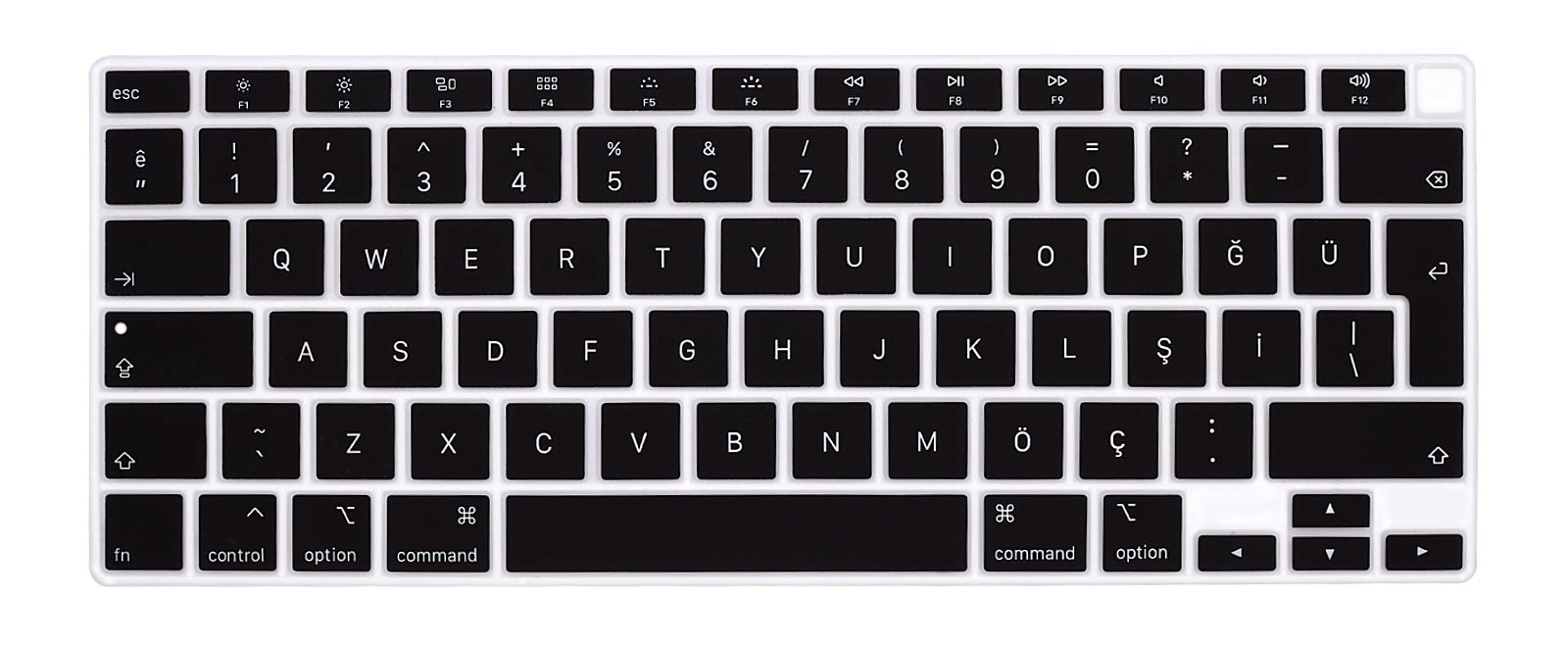 MMDW Turkish Language Stylish Keyboard Cover A2179 Silicone Protective Skin Protector for MacBook Air 13 inch with Touch ID A2337 M1 Chip European Layout,Black