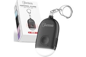 Weten Rechargeable Personal Alarm Keychain - 130dB Siren & LED Light - Stylish Personal Safety Alert for Women to Carry - Panic Button Alarm for Security - Rape Whistle for Self Defense (Black)
