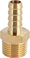 U.S. Solid Brass Hose Fitting, Adapter, 3/8" Barb x 3/8" NPT Male Male Pipe Fittings