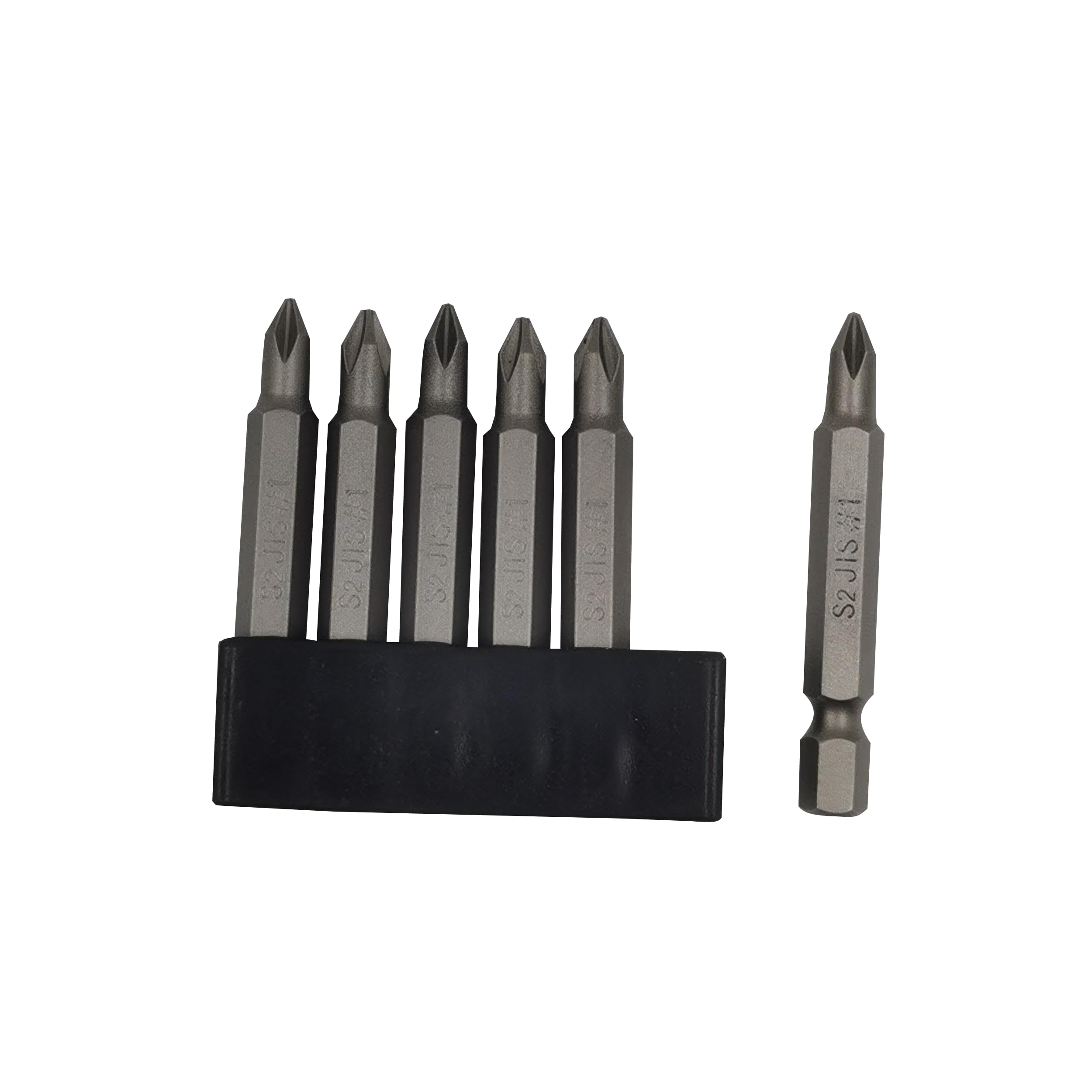 6Pcs 50mm JIS Screwdriver Bit Set with Magnetic Tip,1/4 Hex Shank, S2 Alloy Steel & 6-Hole Storage Strip-Perfect for Japanese Motorcycles, Cars，Bicycle & Equipment (#1x6)