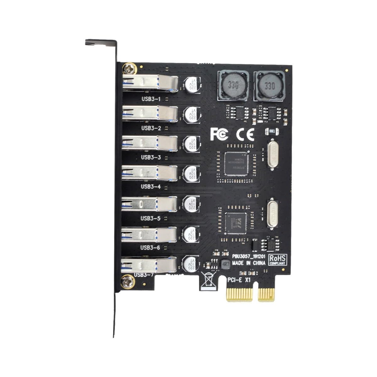 CY Card 7 Ports PCI-E to USB 3.0 HUB PCI Express Expansion Adapter 5Gbps for Motherboard