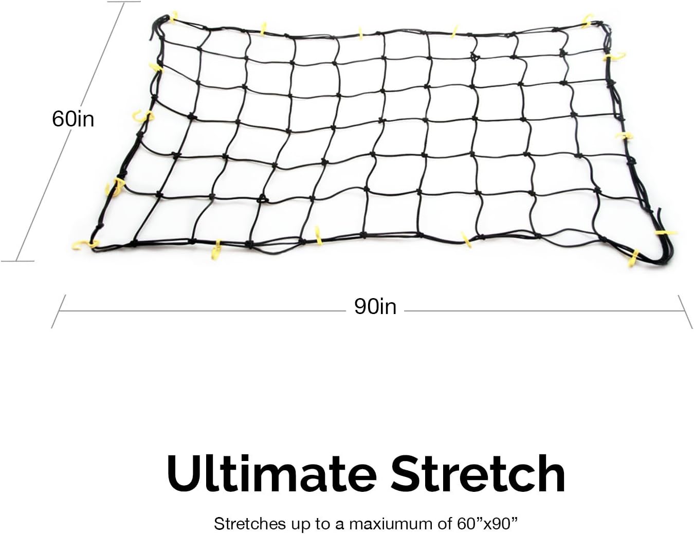 Tooluxe 50969L Adjustable Cargo Net, 36 x 60-Inch | 16 Sturdy Nylon Hooks | Ideal for Moving, Camping, and Trucks - Automotive Cargo Nets - 