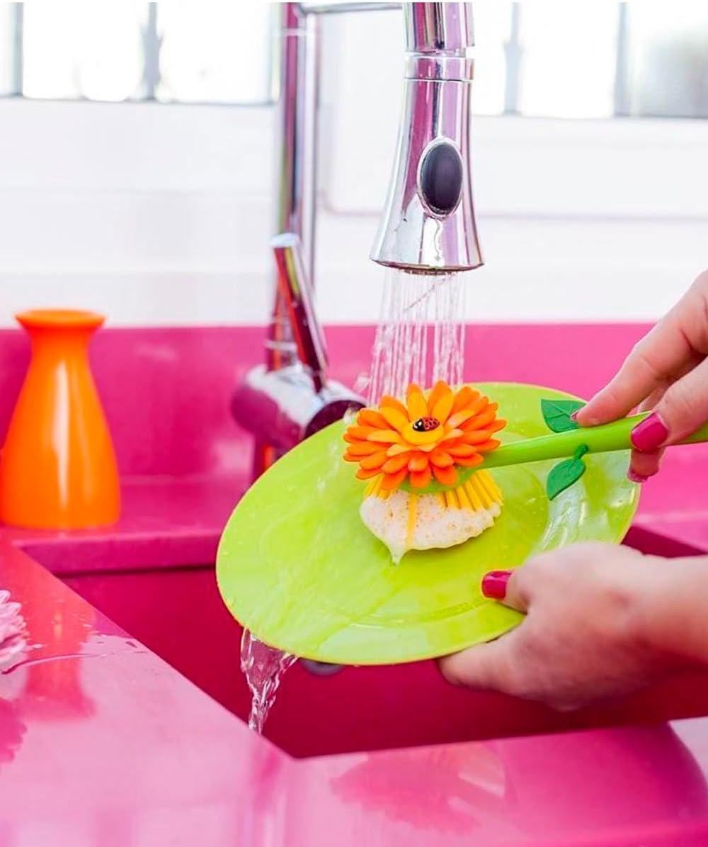 VIGAR Flower Power Dish Brush Made Of Plastic Vase 7200 Orange 5 X 5 X 15 cm - Image 5