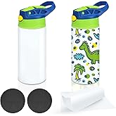 XccMe Kids Sublimation Tumbler,12oz Sublimation Water Bottle Blanks,Straight Stainless Steel Todder Sippy Cup,2PACK Double Wall Insulated Sippy Tumbler with Handle,Shrink Film,Leak Proof(Blue)