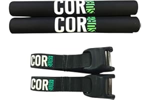 Cor Surf Roof Rack Pads and No Scratch Silicone Tie Down Straps with Stainless Steel Lock for Paddle Board, Surfboard, SUP, C