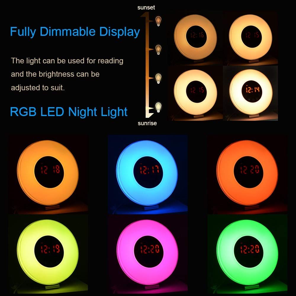 Amazon.com: TXOTO Wake-up Light, Sunrise Simulator, Automatic Brightness Adjustment Natural Sound FM Radio Night Light, Touch Control Illuminated Alarm ...