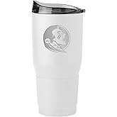 Logo Brands NCAA Florida State Seminoles 30oz White Etch Powder Coat Tumbler - Insulated, Keeps Drinks Hot/Cold for Hours, High Lip Slider Lid